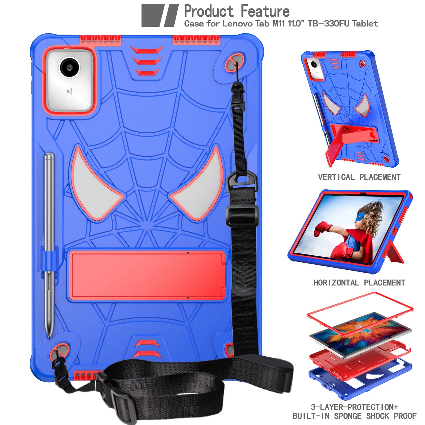For Lenovo Tab M11 Xiaoxin Pad 2024 11 inch TB331FC TB330FU Lenovo Tab K11 Kids Safe Shockproof Spider Tablet Case Fundas Cover