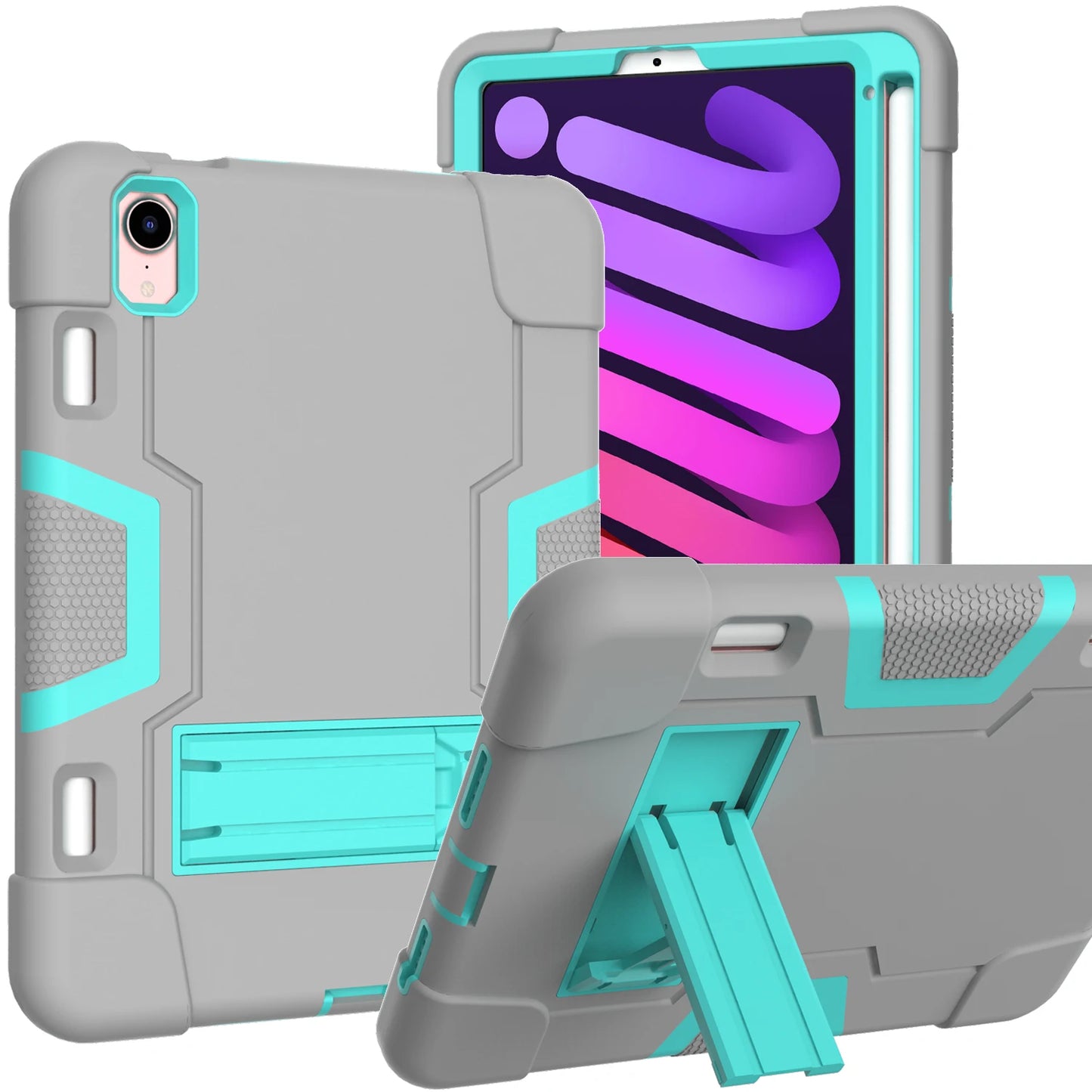 Armor Stand Case Universal For iPad Mini 7 (A17 Pro) 6 2024 2021 8.3inch A2995 A2996 A2567 A2568 A2569 3-Layers Shockproof Cover