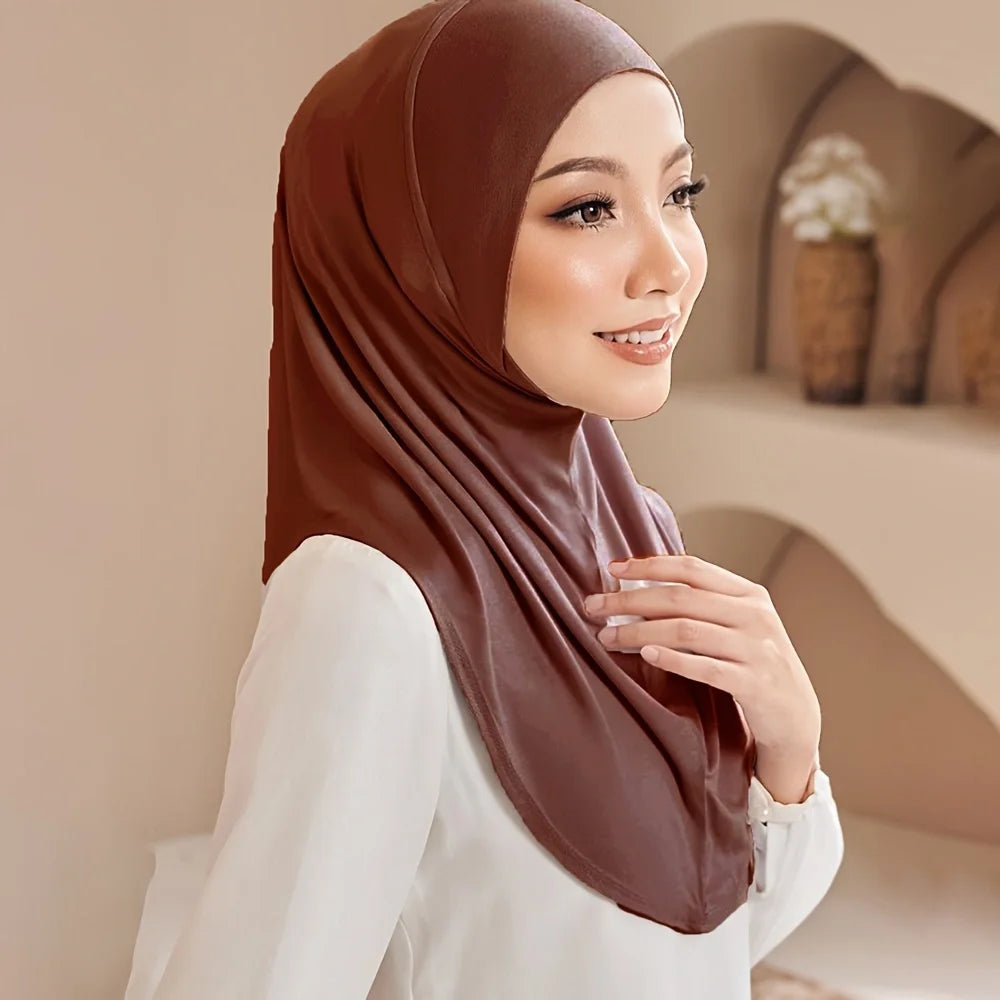 New Instant Ready to Wear Hijab Muslim Women Stretchy Sports Jersey Hijab Scarves Malaysia Headwraps Caps