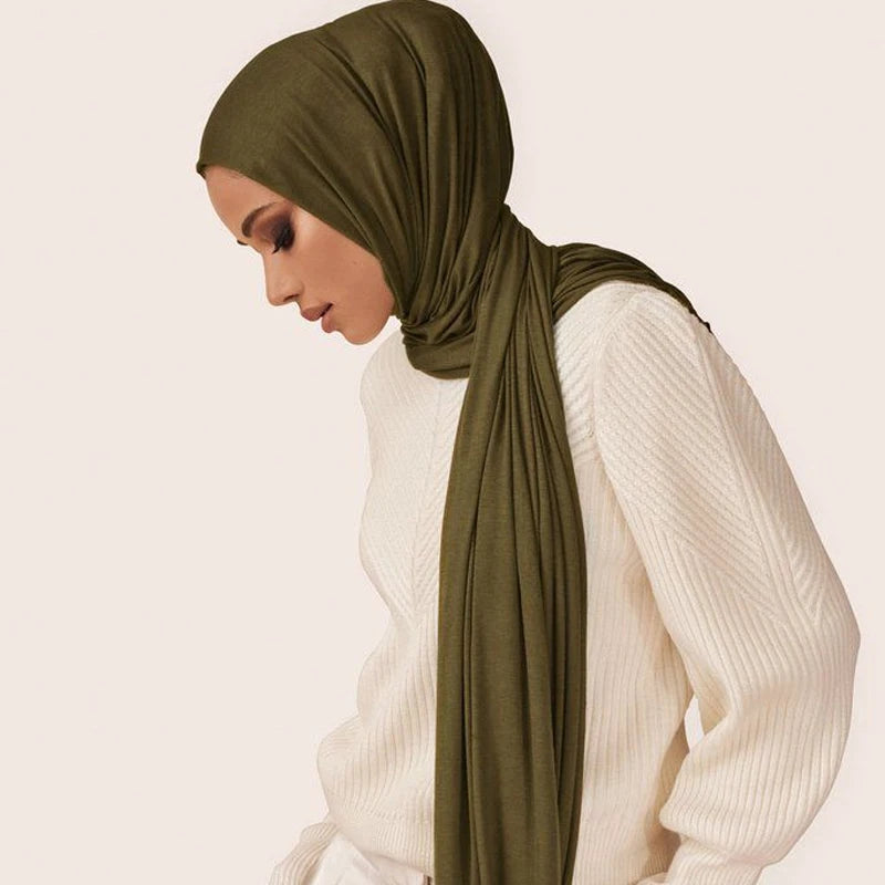 Modal Cotton Jersey Hijab Scarf For Muslim Women Shawl Stretchy Easy Plain Hijabs Scarves Headscarf African Woman Turban Ramadan