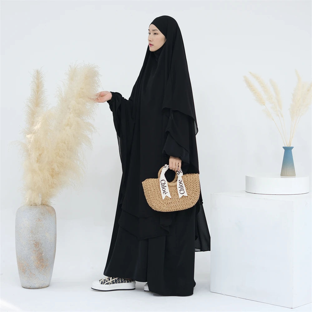 Ramadan Eid Dubai Chiffon Niqab Maxi Khimar Abaya Damen Islam Muslim Hijab Dress Abayas For Women Kebaya Hijabs Femme Musulmane