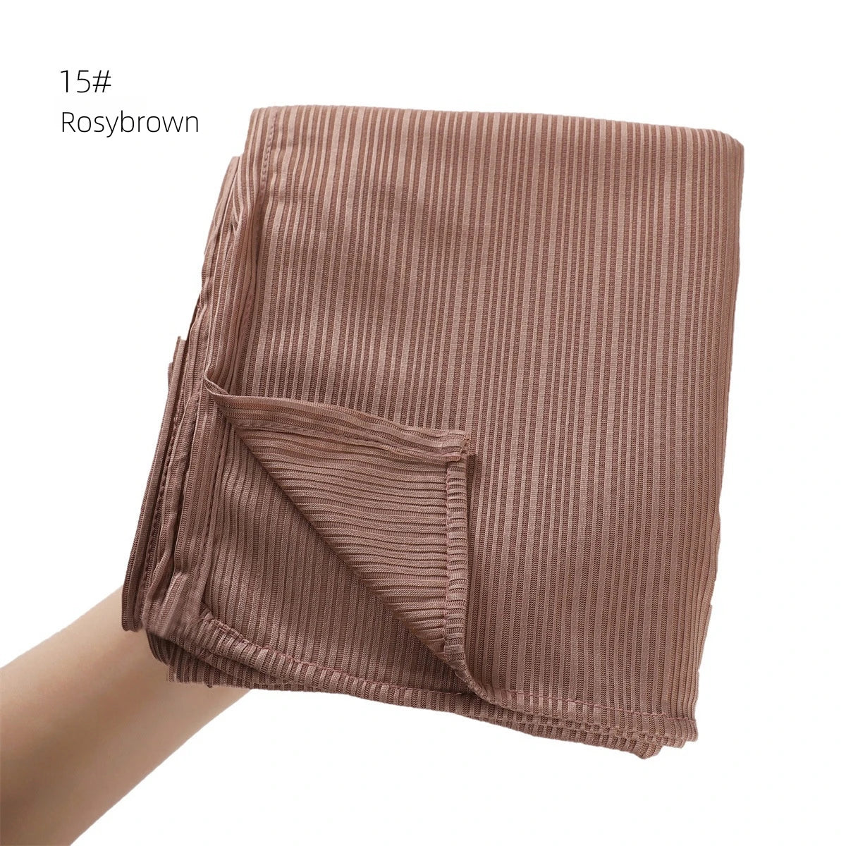 Fashion Elastic Ribbed Jersey Hijabs Solid Color Stripes Lightweight Thin Headscarf Muslim Women Soft Scarf Headwrap Long Shawl
