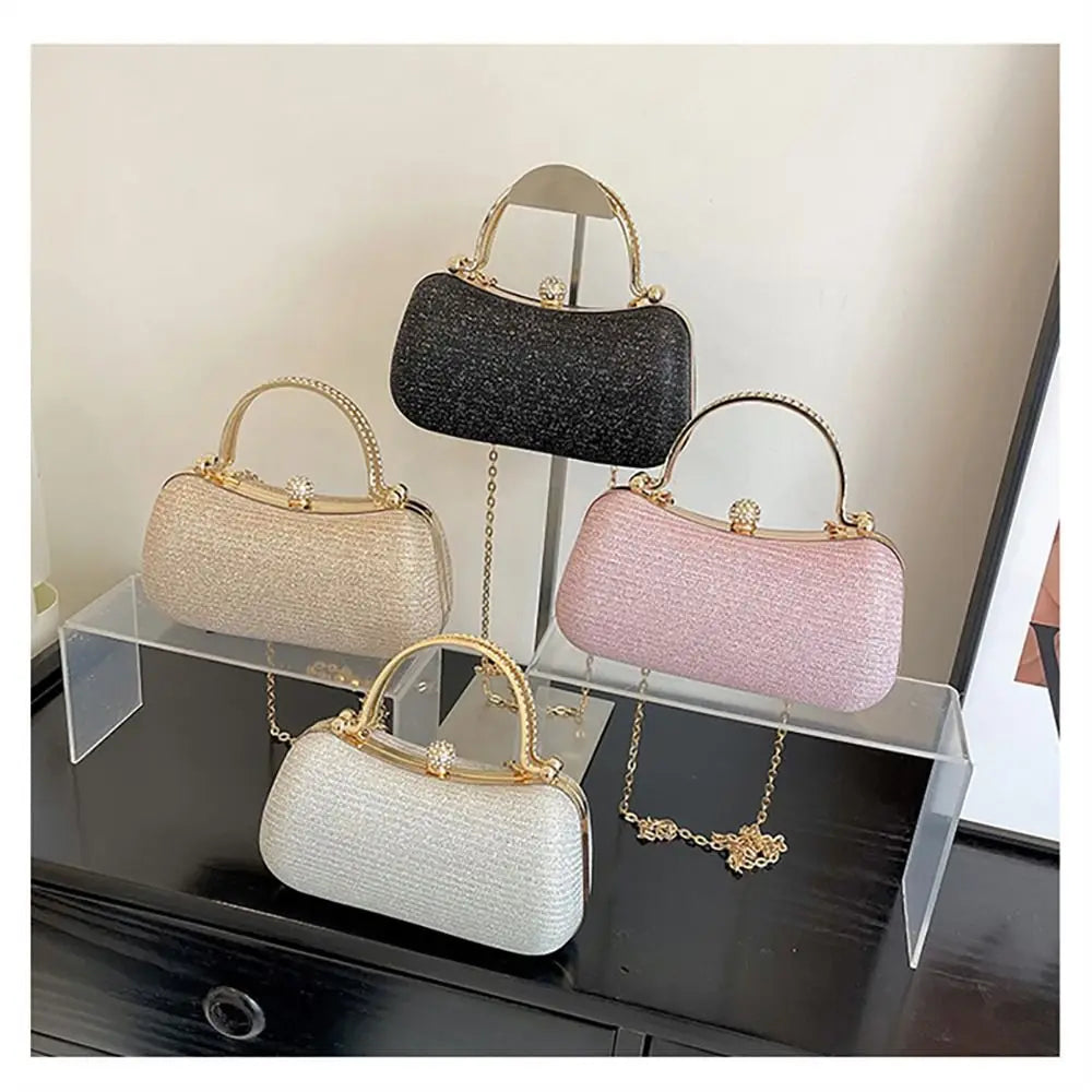 Wedding Bridal Beaded Women Evening Bag Dinner Bag Chain Shoulder Handbags Elegant Rhinestones Clutch Egg Shape Evening Bag