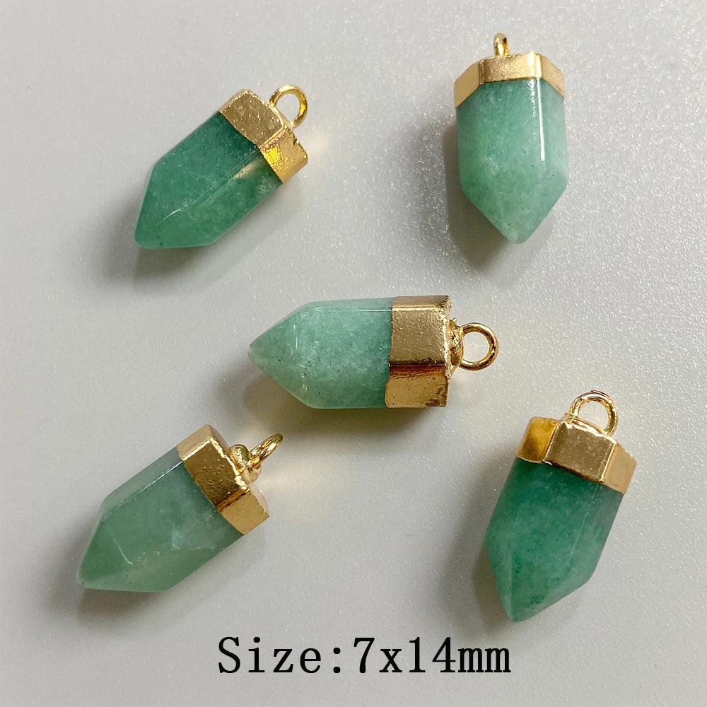 5pcs/lot Natural Bullet Shape Stone Pendant Amethysts Quartzs Tiger Eye Agat Charms For DIY Bracelets Necklace Earrings 6x10mm