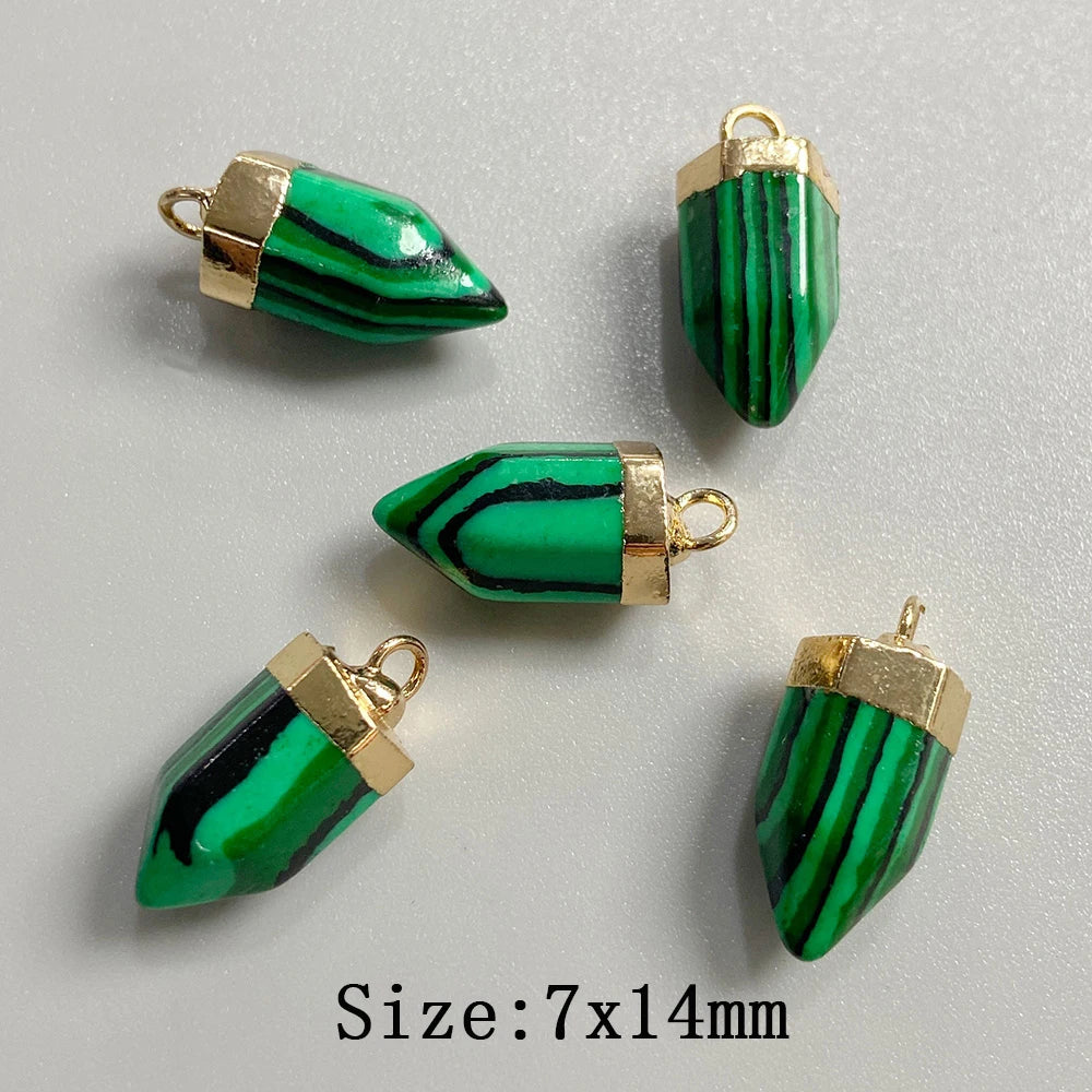 5pcs/lot Natural Bullet Shape Stone Pendant Amethysts Quartzs Tiger Eye Agat Charms For DIY Bracelets Necklace Earrings 6x10mm