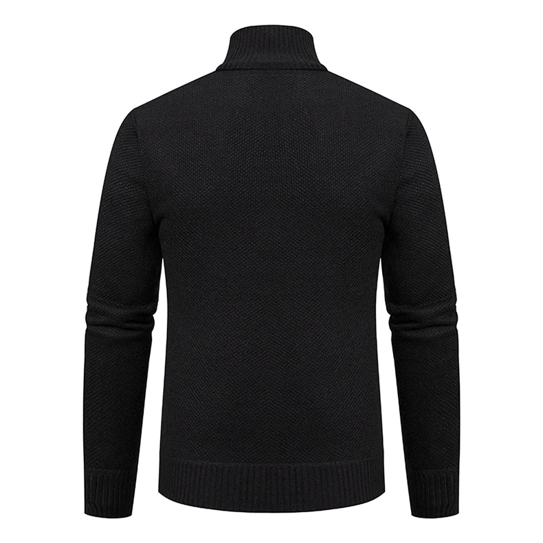 Autumn And Winter New Jersey Men's Casual Sports Coat Solid Color Stand Collar weater Grab Fleece Warm Zipper Cardigan