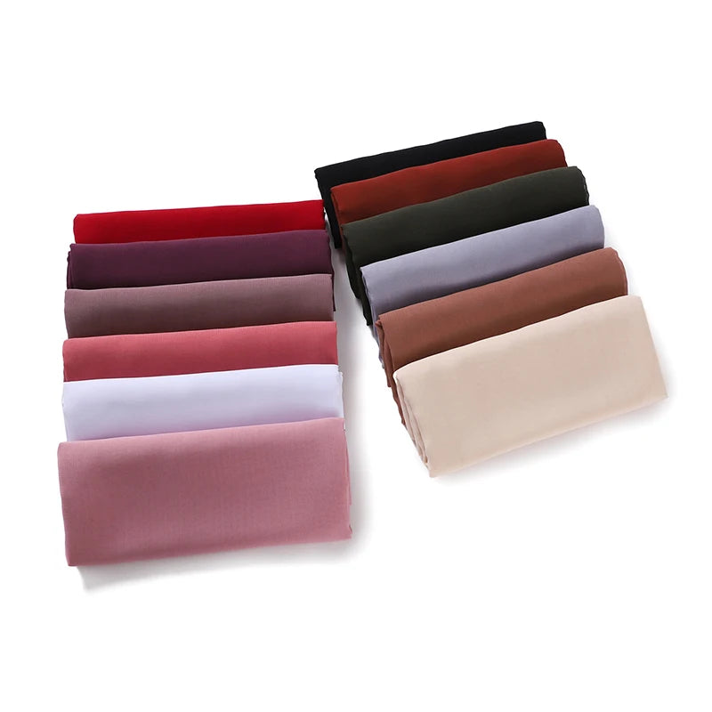 Women Muslim Chiffon Hijab Shawls Scarf Modal Cotton Jersey Hijabs Plain Soft For Woman Muslim Voile Head Wraps 70*180cm Islamic