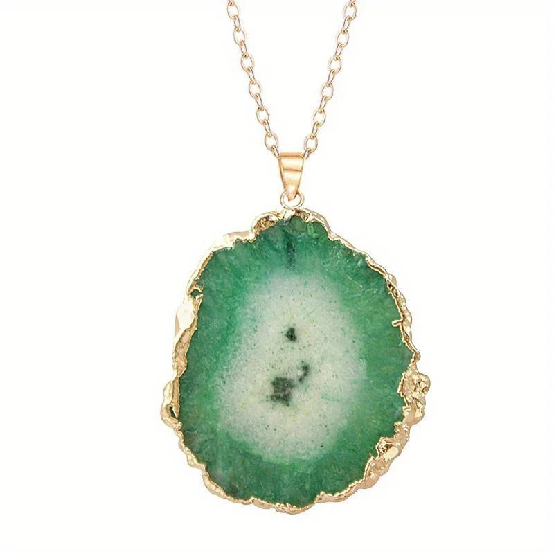 Natural Crystal Pendant Agate Necklace Healing Crystal Gemstone Irregular Polished Agate Slice Crystal Agate Decor Gift forWoman