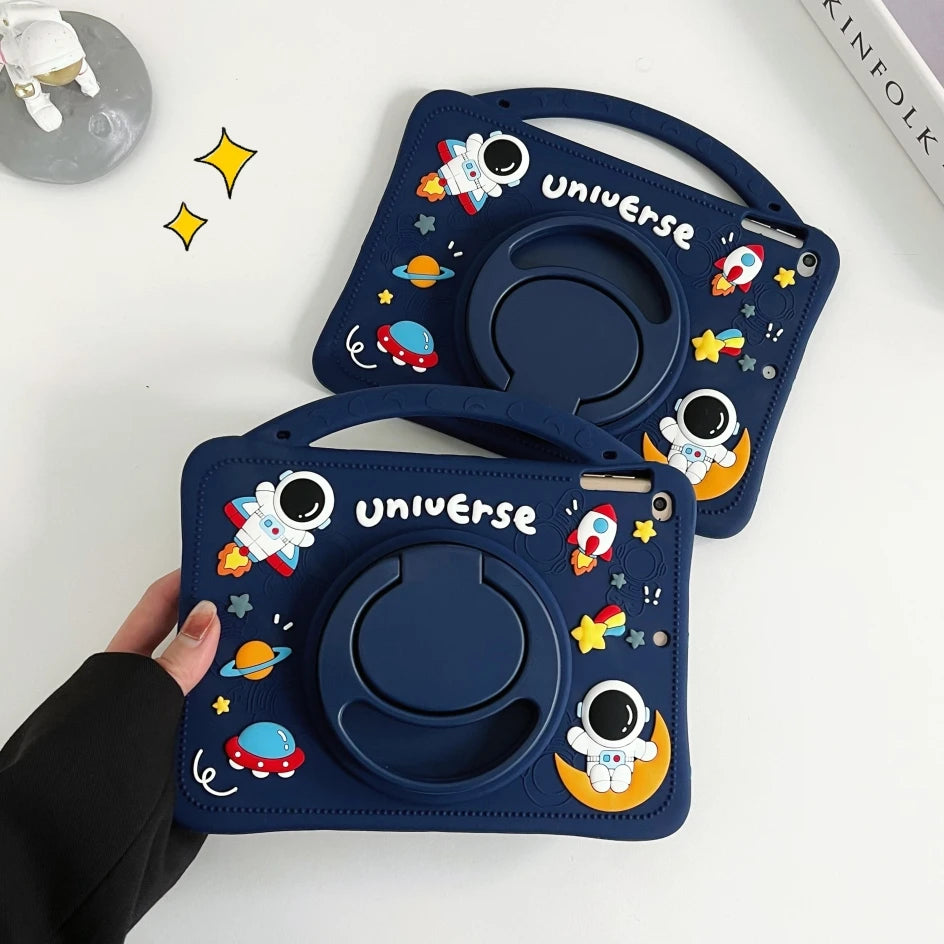 360 Rotating Case For iPad 10th Gen Air 5 4 3 2 1 10.2 10.5 9.7 inch Pro 11 Mini 6 5 4 3 2 1 Soft Silicone Kids Cover Handle Fun