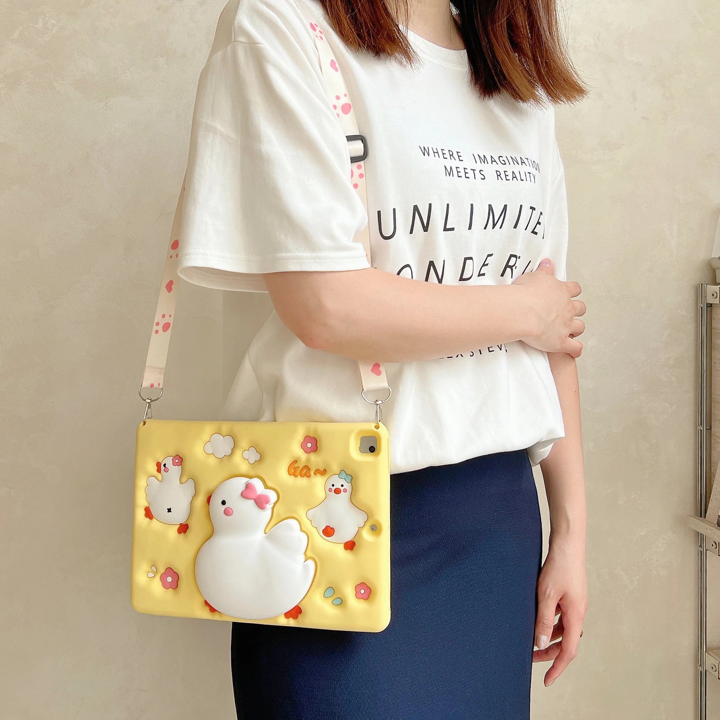 Cute Duck Tablet Case for Huawei MatePad SE 11 Air 11.5 S 2024 2023 2021 Soft Silicone Scalable Standing Cover Kids Funny Coque