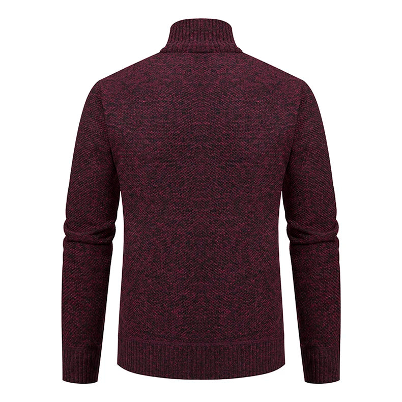 Autumn And Winter New Jersey Men's Casual Sports Coat Solid Color Stand Collar weater Grab Fleece Warm Zipper Cardigan