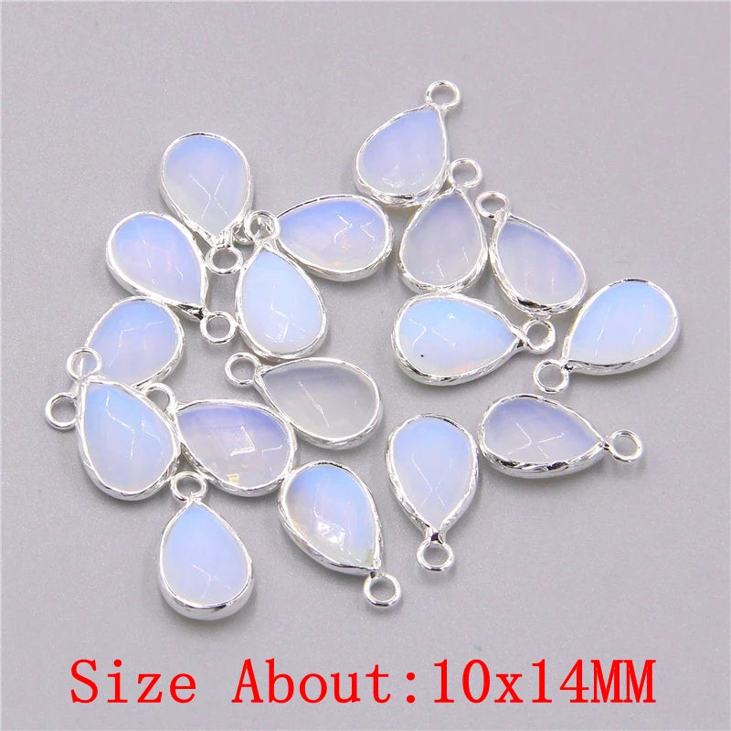 2pcs Natural Rose Clear Pink Quartz Labradorite Amethysts Stone Charm Pendant for Necklaces Earrings Jewelry Making Accessories