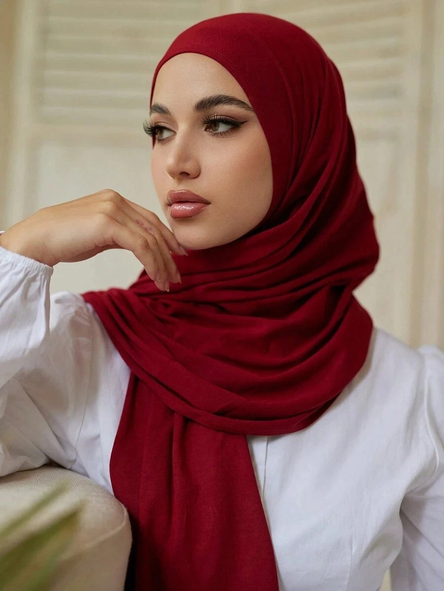 2024 New Muslim Women Jersey Hijab Scarf Solid Color Head Wrap Fashion Headscarf Turban Islam Veil Flexible Premium Modal