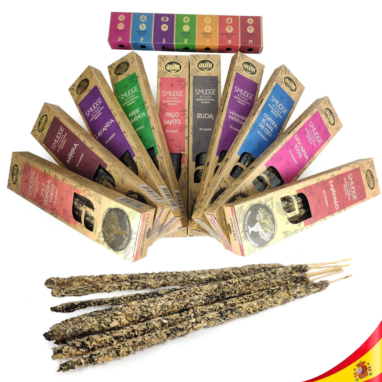 Original incense SMUDGE Sticks of AUM Fragances handmade organic handmade rude Copal 7 Chakras Lavender Rosemary Mirra Sandalo stick Holy Spiritual Sahumerio Total discharge short witches open roads 7x7 against