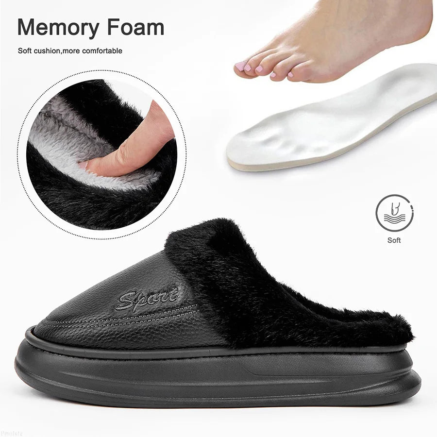 Men's Winter Slippers Massage Memory Foam Home Slippers Soft Warm Indoor Slippers Male Non-Slip Comfort Large Size 50-51