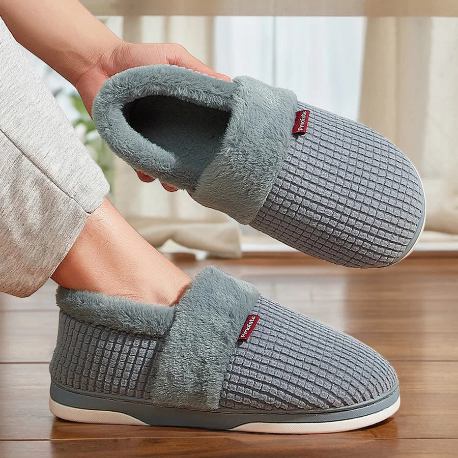 Winter Home Slippers for Women Bedroom Anti-slip House Cotton Shoes Warm Plush Couples Indoor Slippers