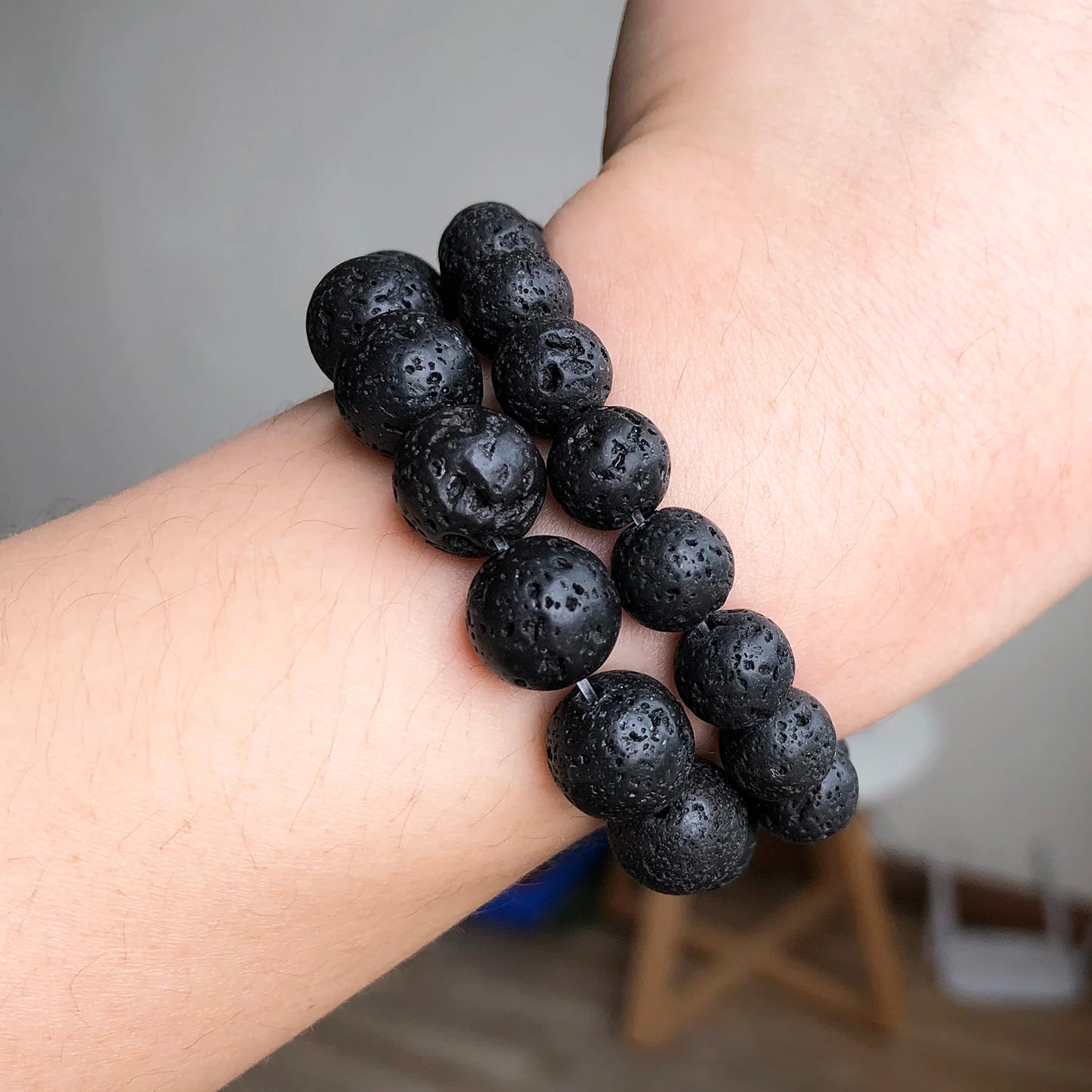 Natural Lava Rock Round Black Loose Beads Natural Stone Beads For DIY Necklace Bracelat Jewelry Making Strand 15" 4 6 8 10 12mm