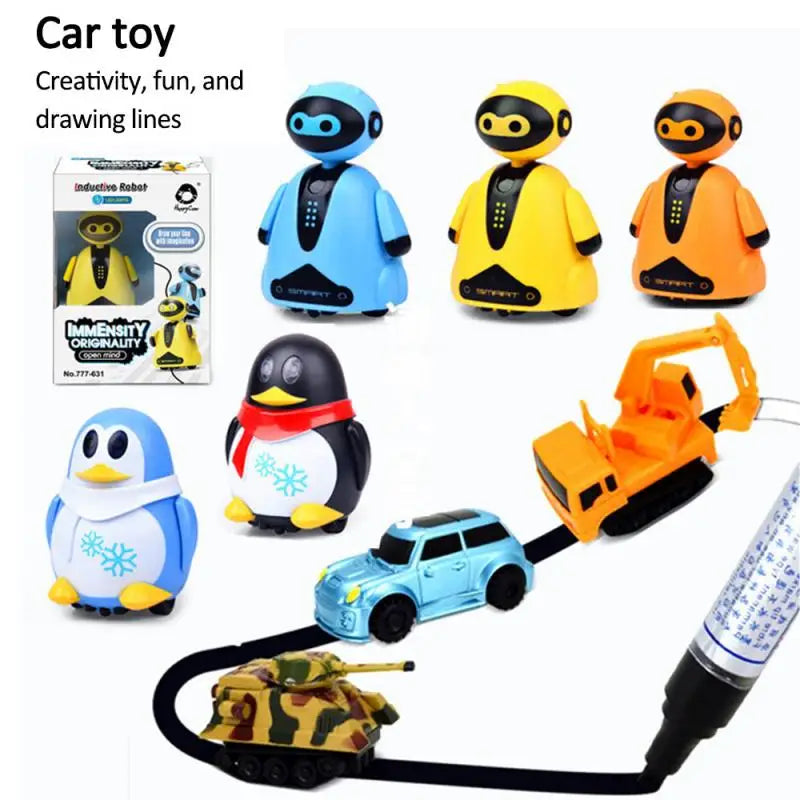 Draw Lines Follow Toy Creative Inductive Electric Robot Car Follow Any Line You Draw Robot Penguin Toy Educational Toy Kid Gifts