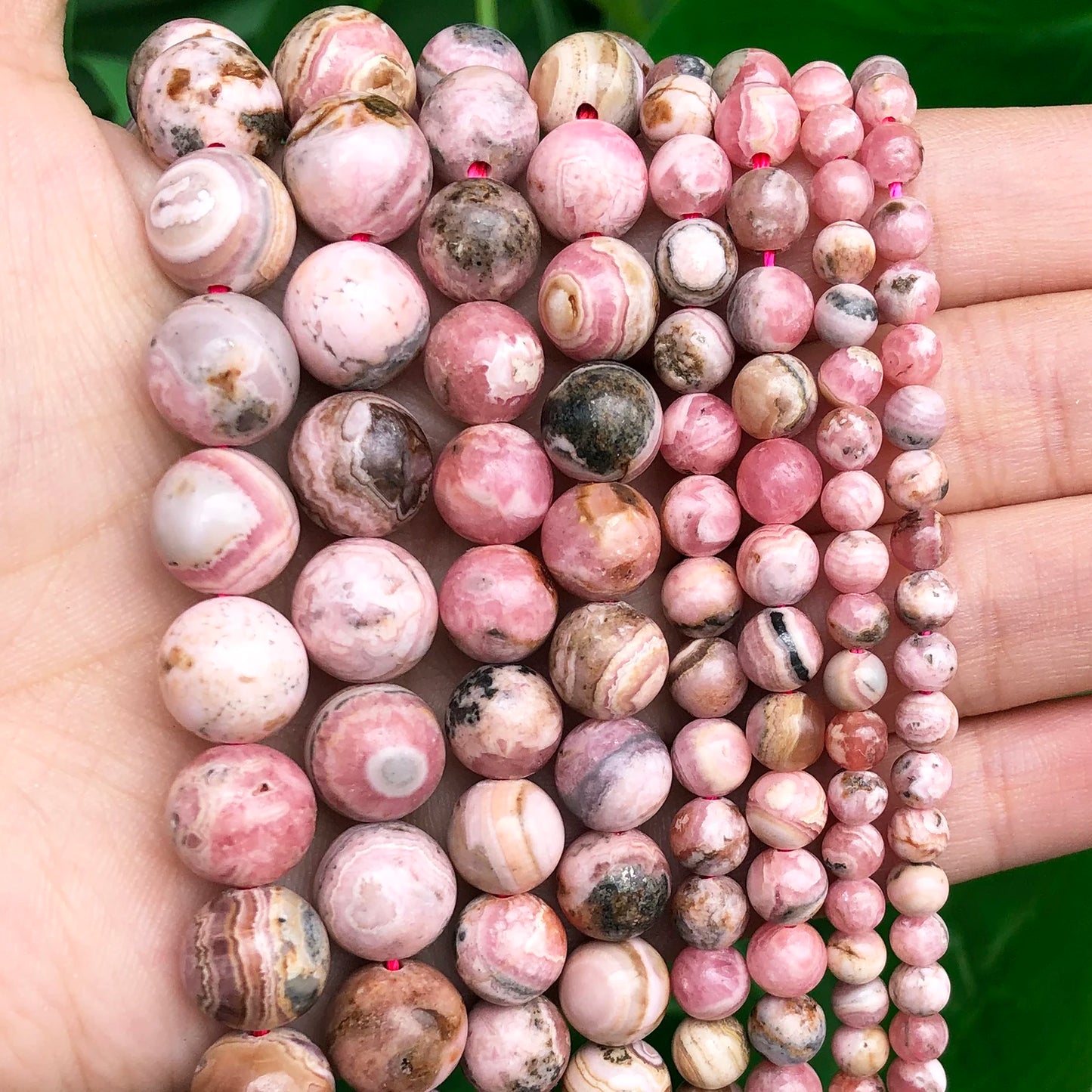 AAA Grade Natural Argentina Rhodochrosite Genuine Stone Round Loose Beads For DIY Making Jewelry Bracelet Accessories 7.5''