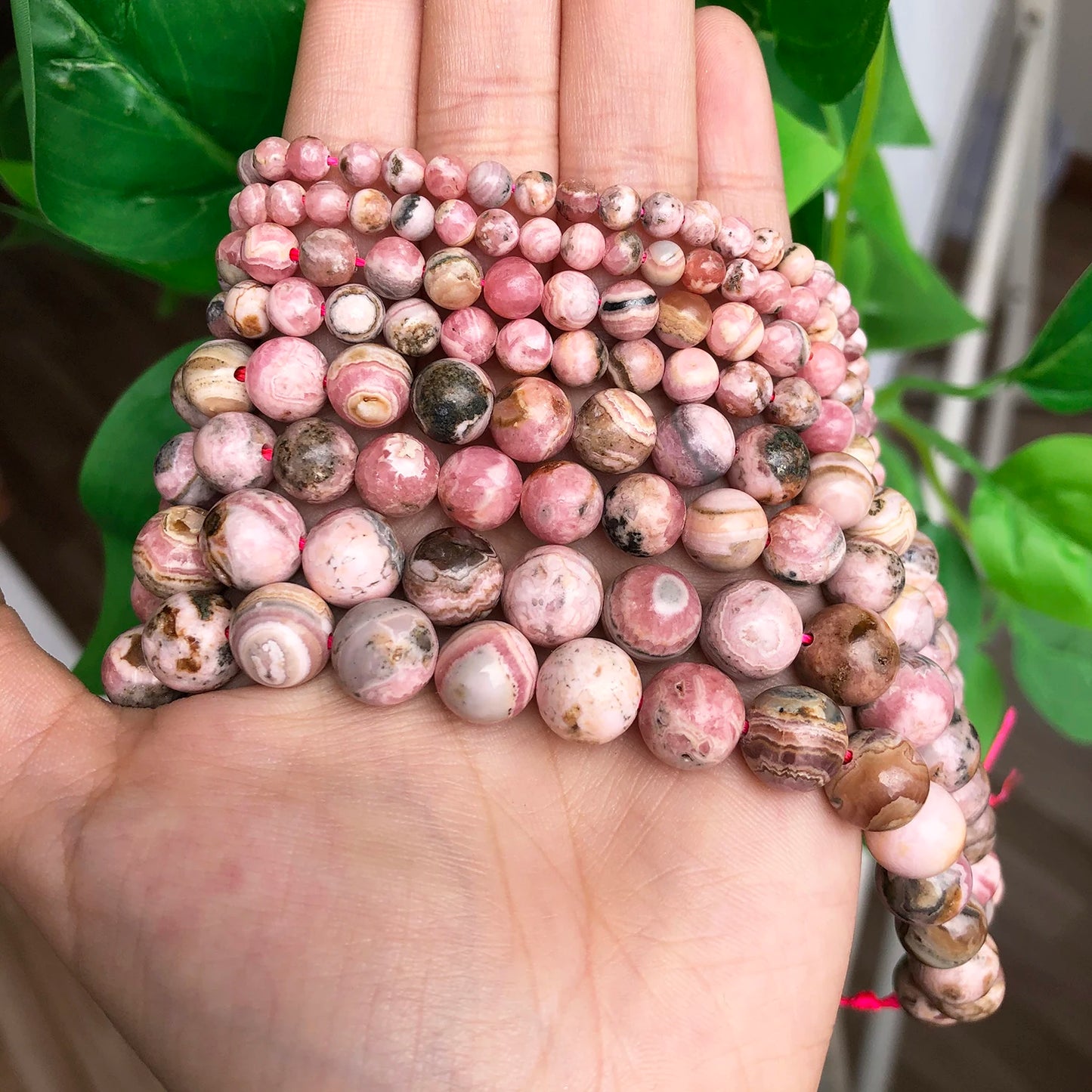 AAA Grade Natural Argentina Rhodochrosite Genuine Stone Round Loose Beads For DIY Making Jewelry Bracelet Accessories 7.5''