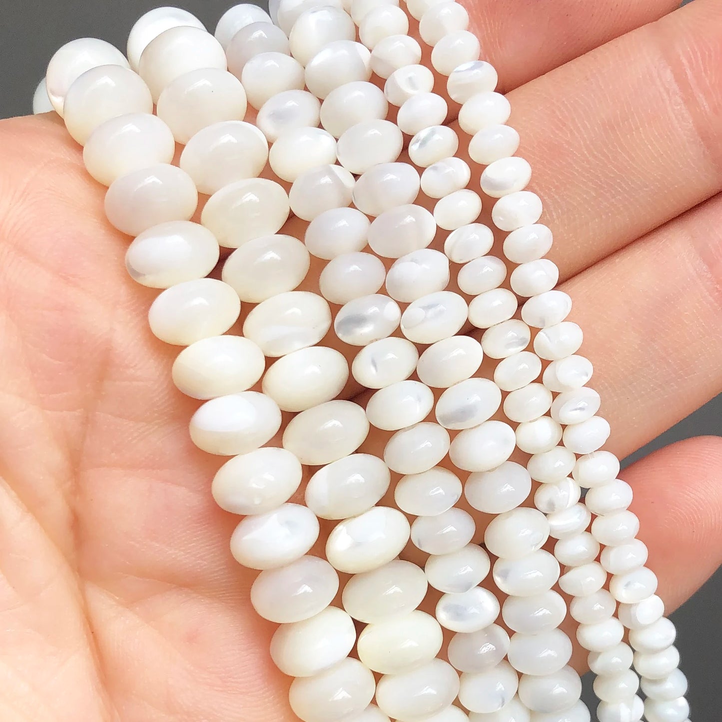 Natural Mother Of Pearl Mop Shell Rondelle Beads White Beige Round Loose Spacer Beads for Jewelry Making DIY Bracelet 15''