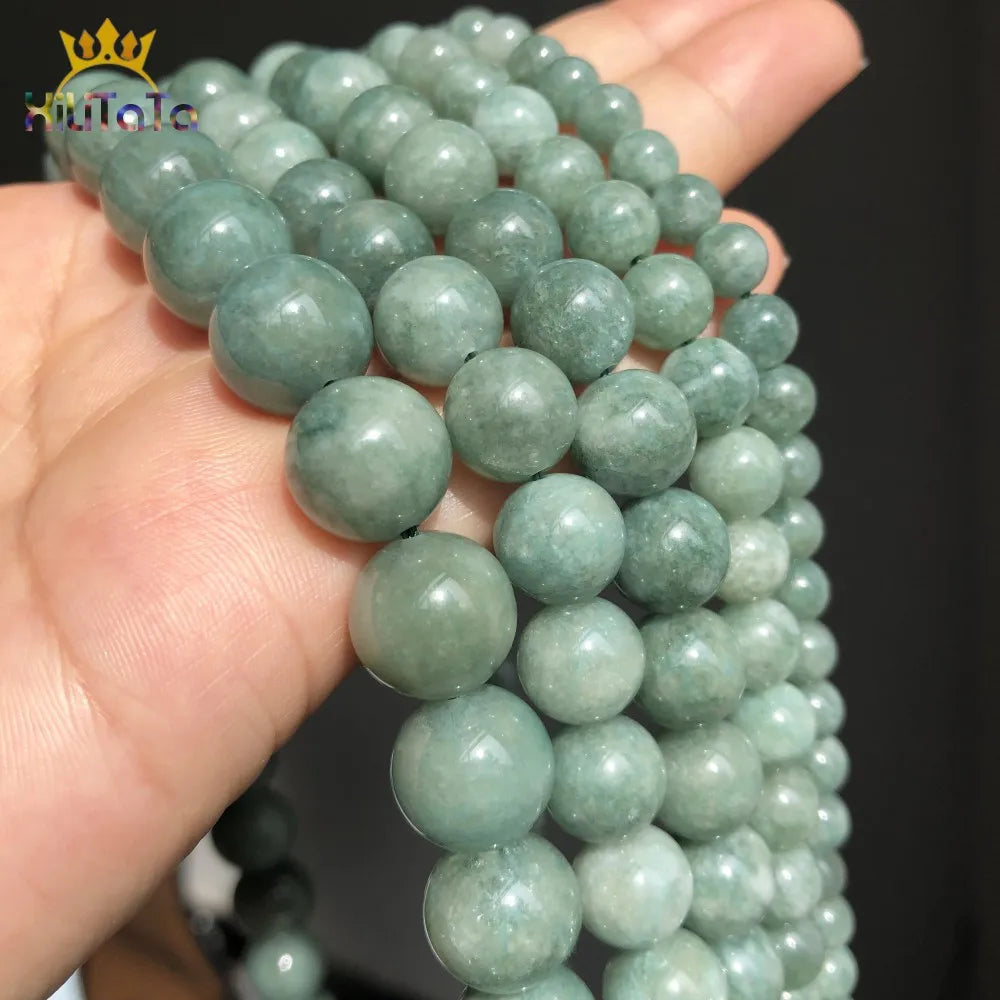 6 8 10 12mm Burmese Jades Stone Beads Natural Loose Spacer Beads For Jewelry Making Round Beads DIY Bracelet Accessories 15''