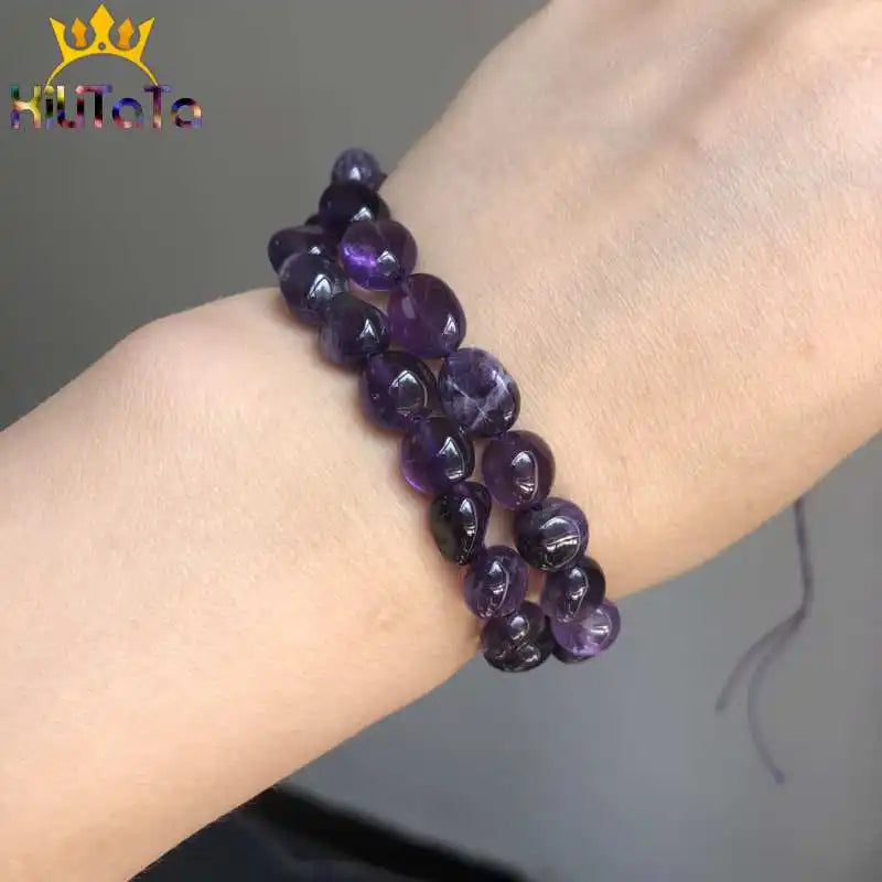 8-10mm Irregular Purple Amethysts Crystal Beads Natural Loose Beads For Jewelry Making DIY Ear Studs Bracelet Accessories 15''