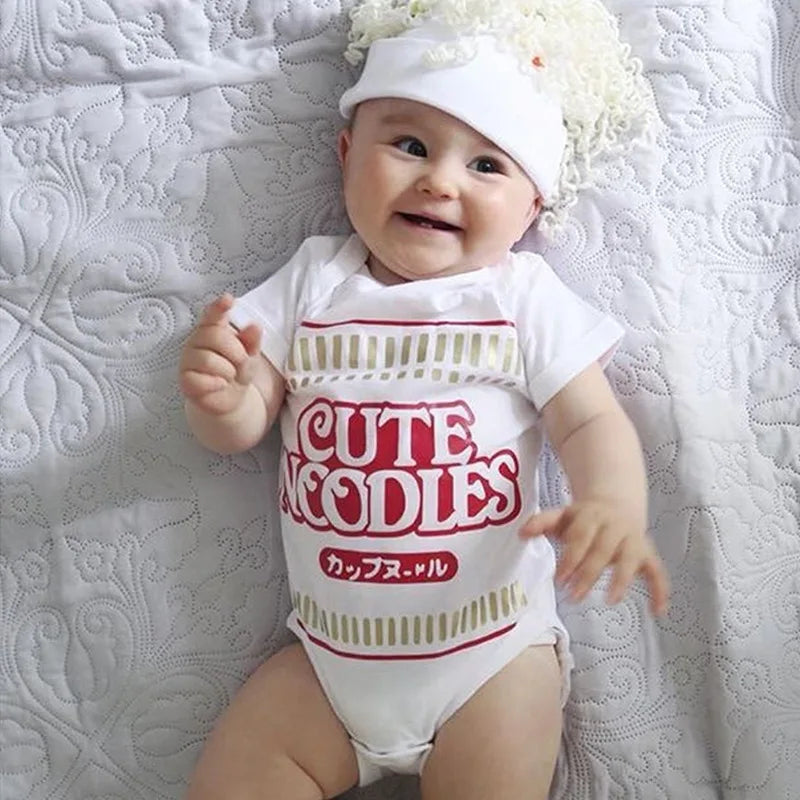 Baby Bodysuits Infant Short Sleeve CUTE NOODLES O-Neck Bodysuit Newborn Babe One Piece Toddler Clothes