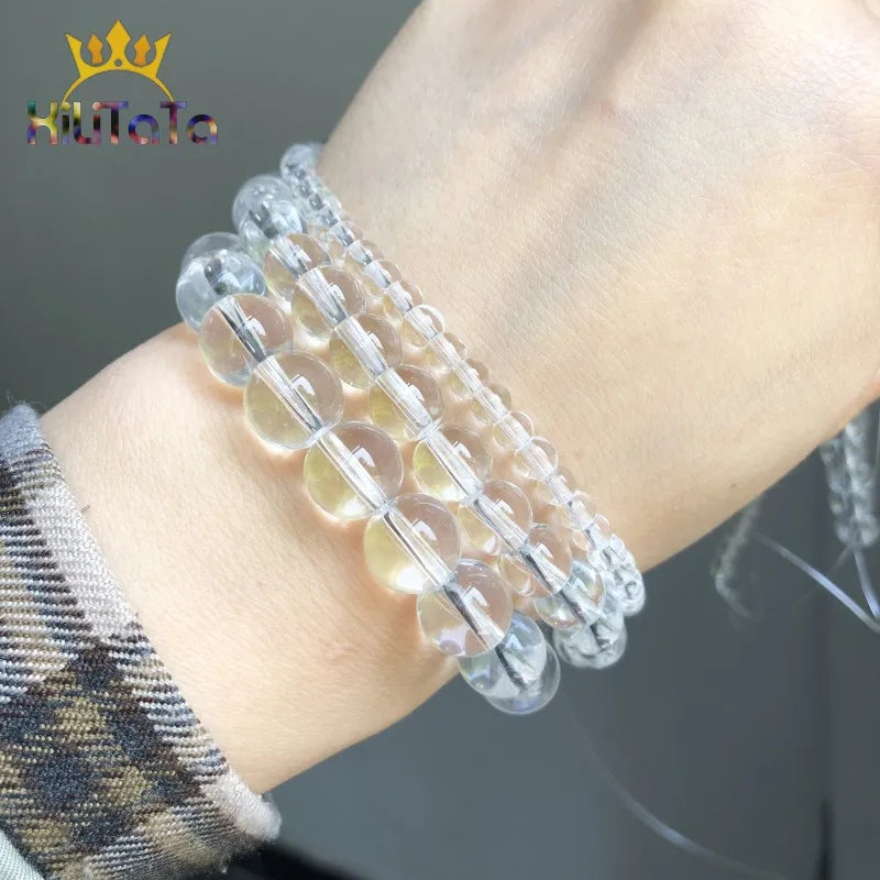 White Clear Crystal Glass Beads Smooth Round Loose Spacer Beads For Jewelry DIY Making Bracelet Accessories 15'' 4 6 8 10 12mm