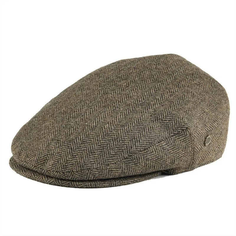 VOBOOM Herringbone Ivy Cap Driving Flat Caps 50% Wool Tweed Scally Hat Bunnet Paddy Dai Cheese-cutter Hats 200