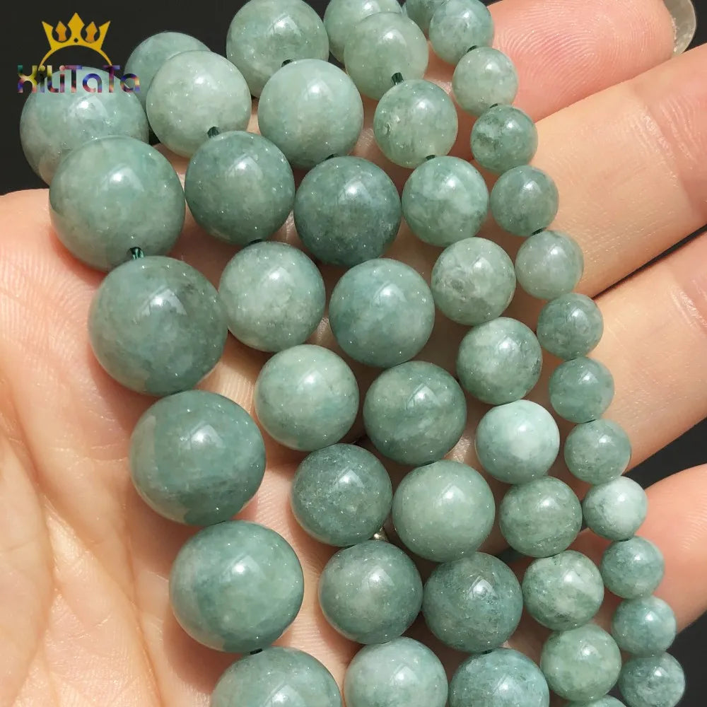 6 8 10 12mm Burmese Jades Stone Beads Natural Loose Spacer Beads For Jewelry Making Round Beads DIY Bracelet Accessories 15''