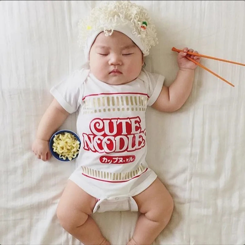 Baby Bodysuits Infant Short Sleeve CUTE NOODLES O-Neck Bodysuit Newborn Babe One Piece Toddler Clothes