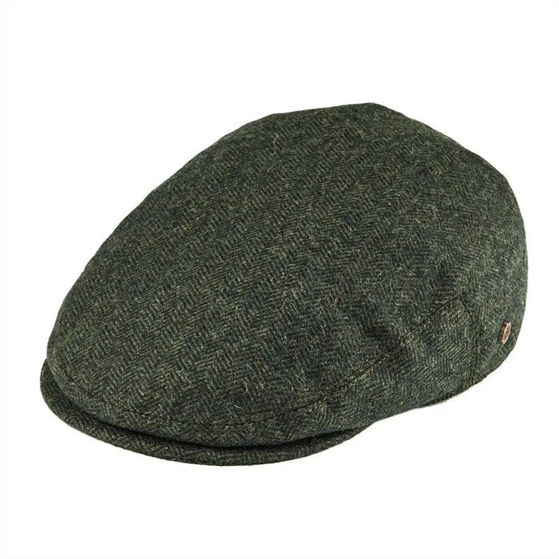 VOBOOM Herringbone Ivy Cap Driving Flat Caps 50% Wool Tweed Scally Hat Bunnet Paddy Dai Cheese-cutter Hats 200