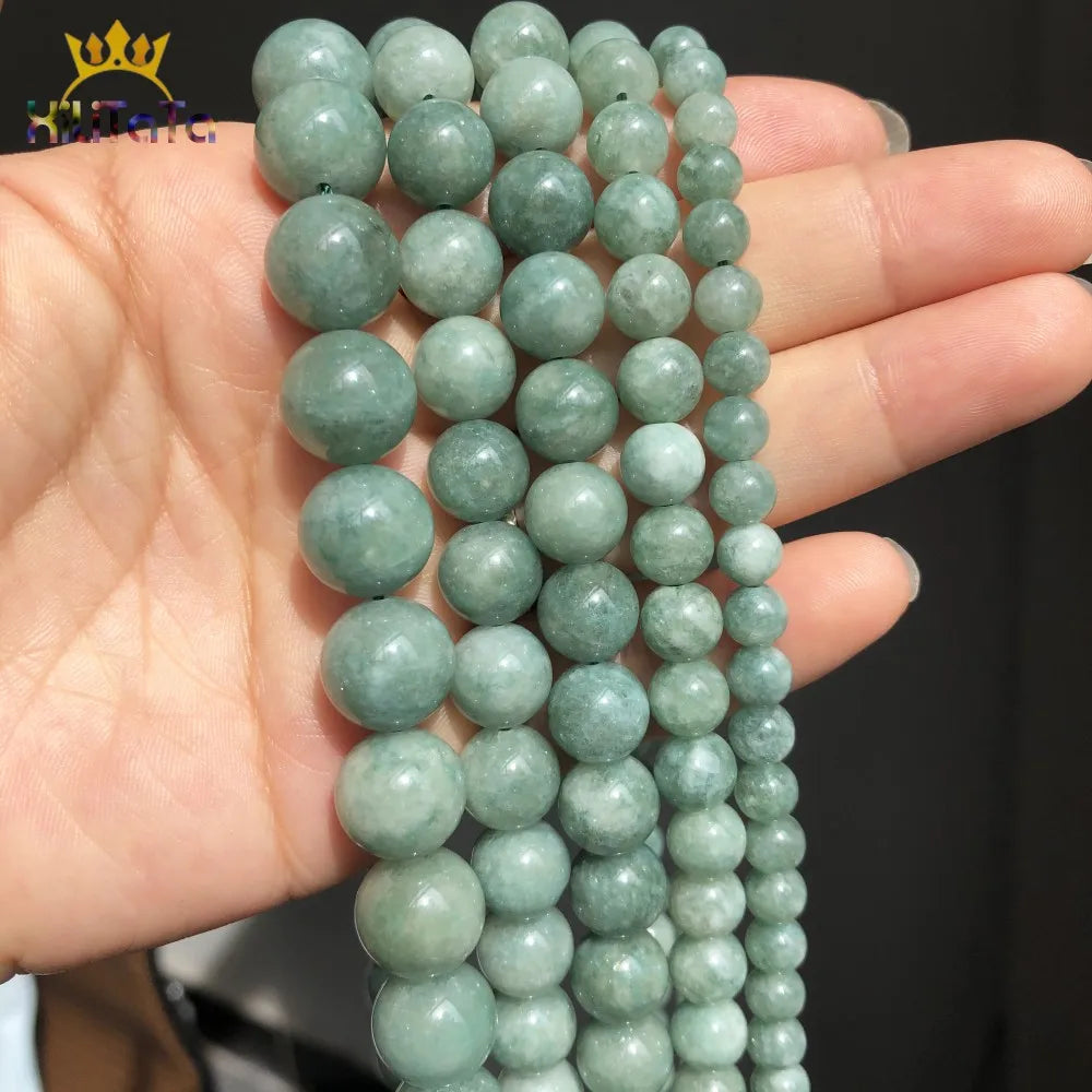 6 8 10 12mm Burmese Jades Stone Beads Natural Loose Spacer Beads For Jewelry Making Round Beads DIY Bracelet Accessories 15''