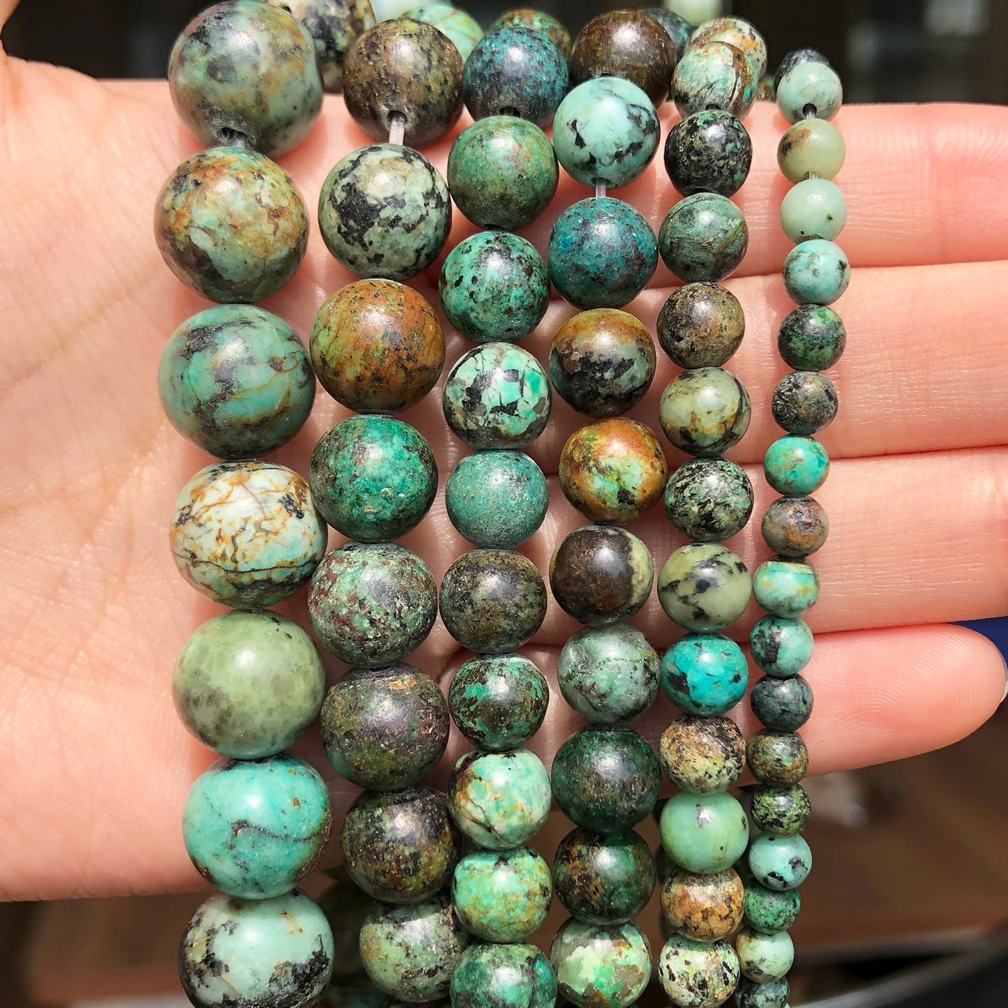 Natural Stone African Turquoises Round Loose Beads 15'' 2 3 4 6 8 10 12mm For Jewelry Making DIY Bracelet Necklace Accessories