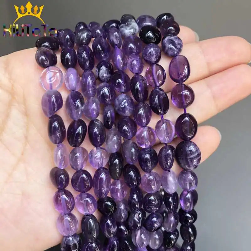 8-10mm Irregular Purple Amethysts Crystal Beads Natural Loose Beads For Jewelry Making DIY Ear Studs Bracelet Accessories 15''