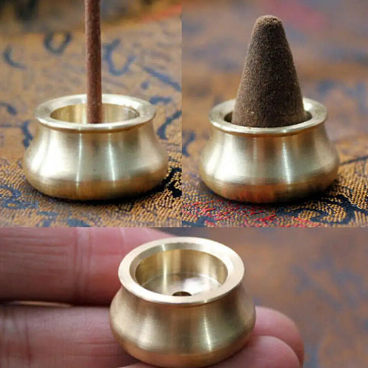 Brass Incense Cone Burner Plate Bowl Stick Censer Holder for Home Fragrances Yoga Spa Aromatherapy Desktop Censer Decoration