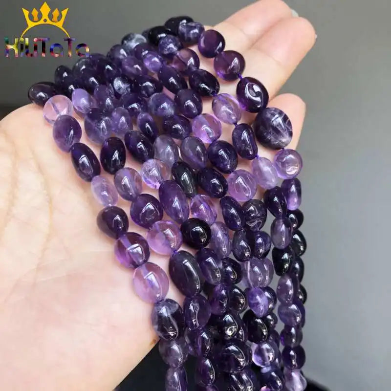 8-10mm Irregular Purple Amethysts Crystal Beads Natural Loose Beads For Jewelry Making DIY Ear Studs Bracelet Accessories 15''