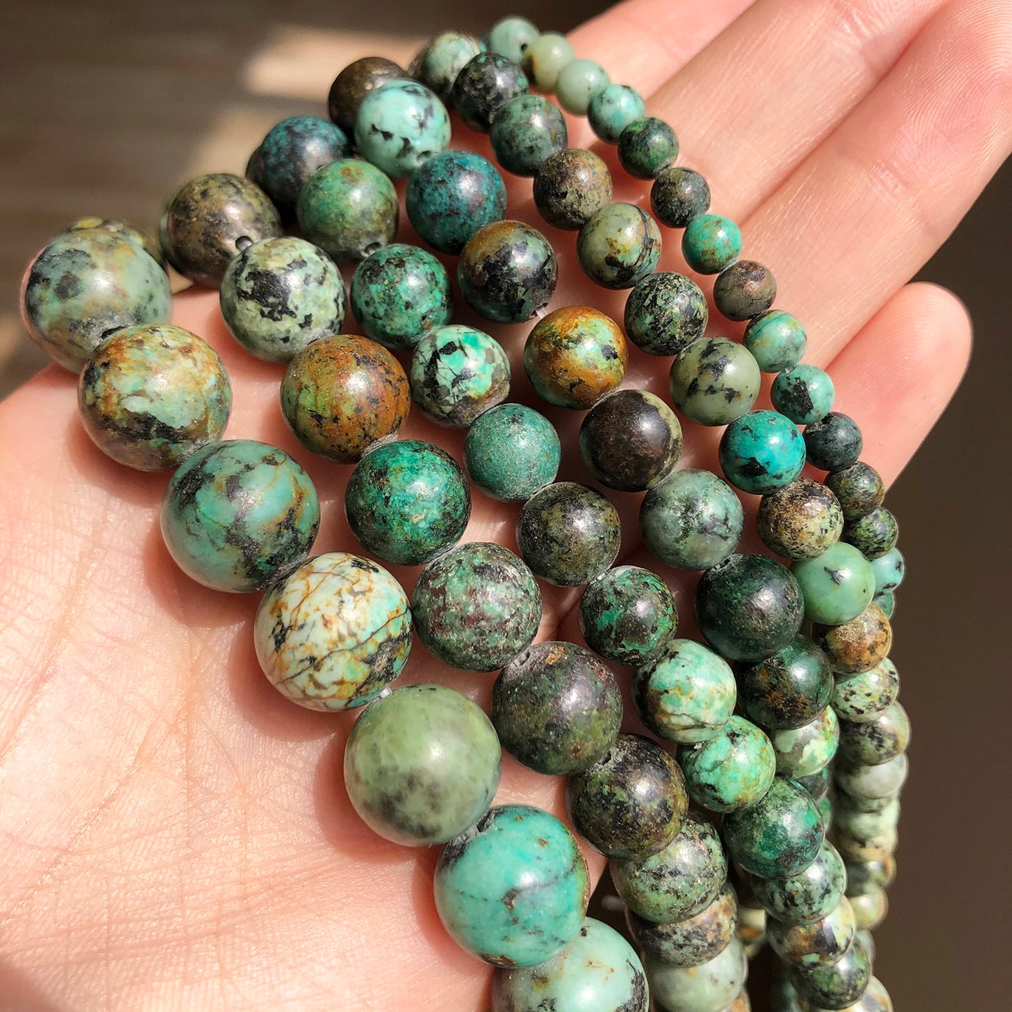 Natural Stone African Turquoises Round Loose Beads 15'' 2 3 4 6 8 10 12mm For Jewelry Making DIY Bracelet Necklace Accessories