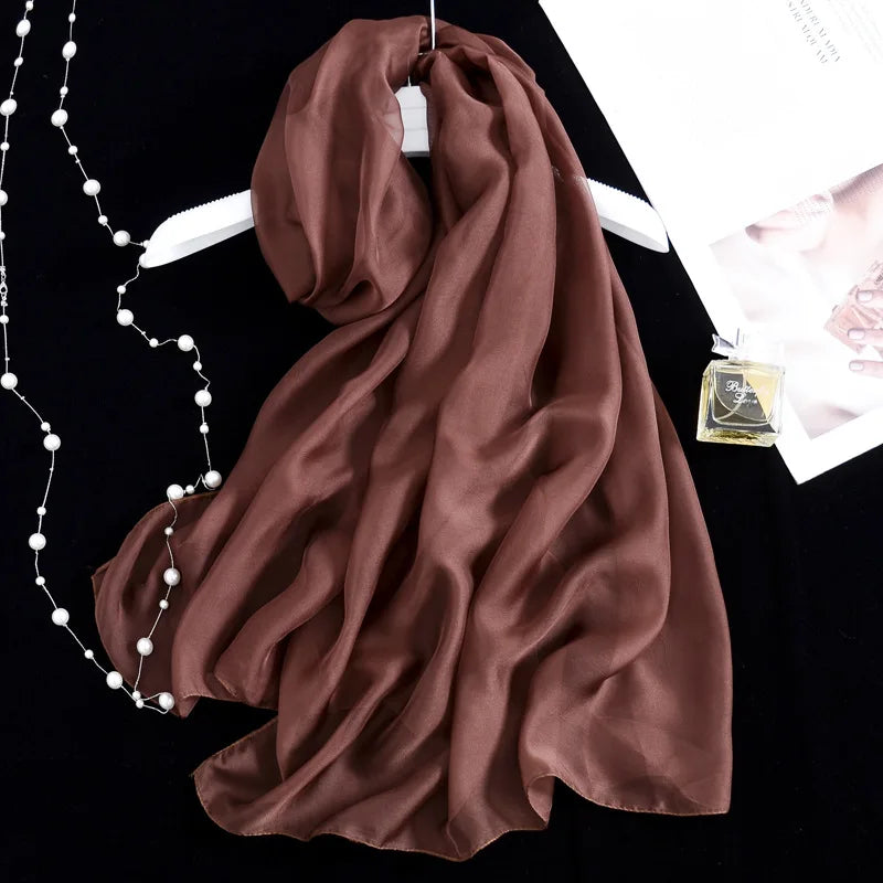 Women Foulard Gradient Solid Color Chiffon Georgette Scarf Bandana Elegant Long Shawl Hijab Summer Sun Protection