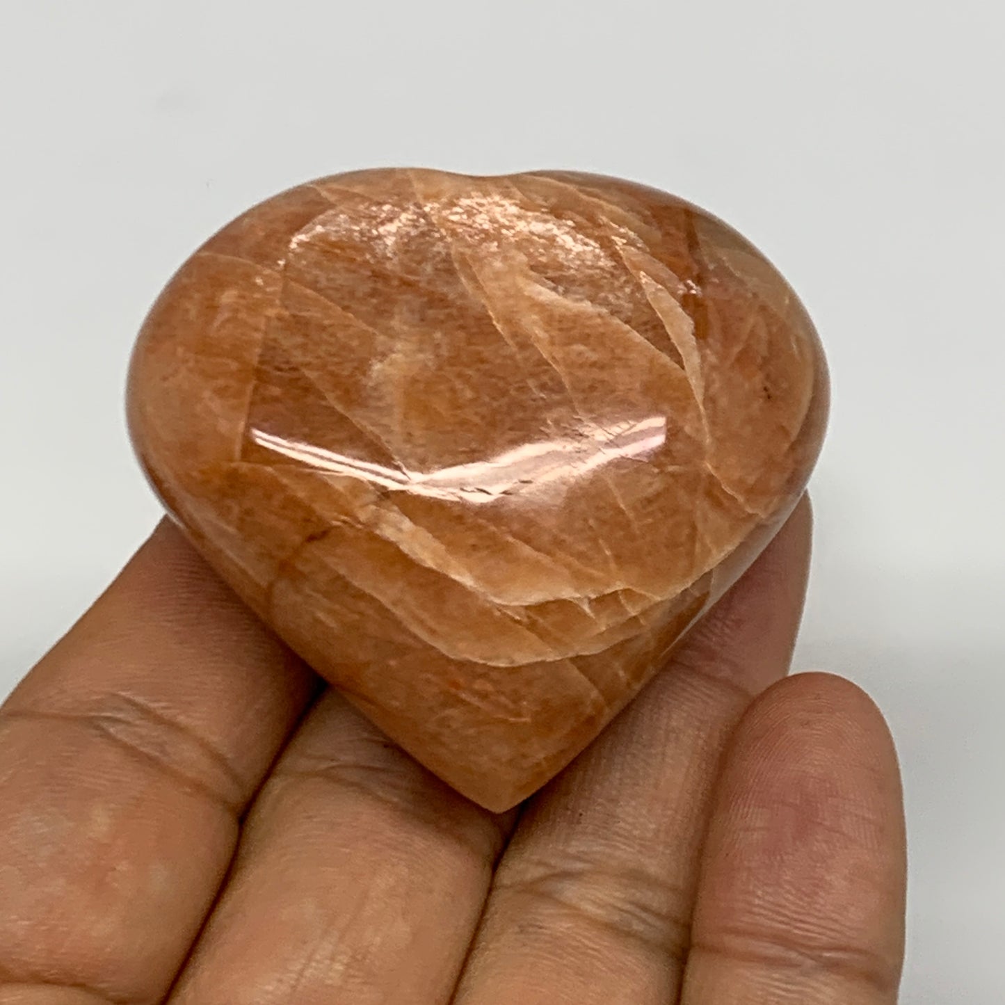 383g (0.84 lbs) ,5 pcs, 1.7"- 1.8, Peach Moonstone Hearts from Madagascar, B2724