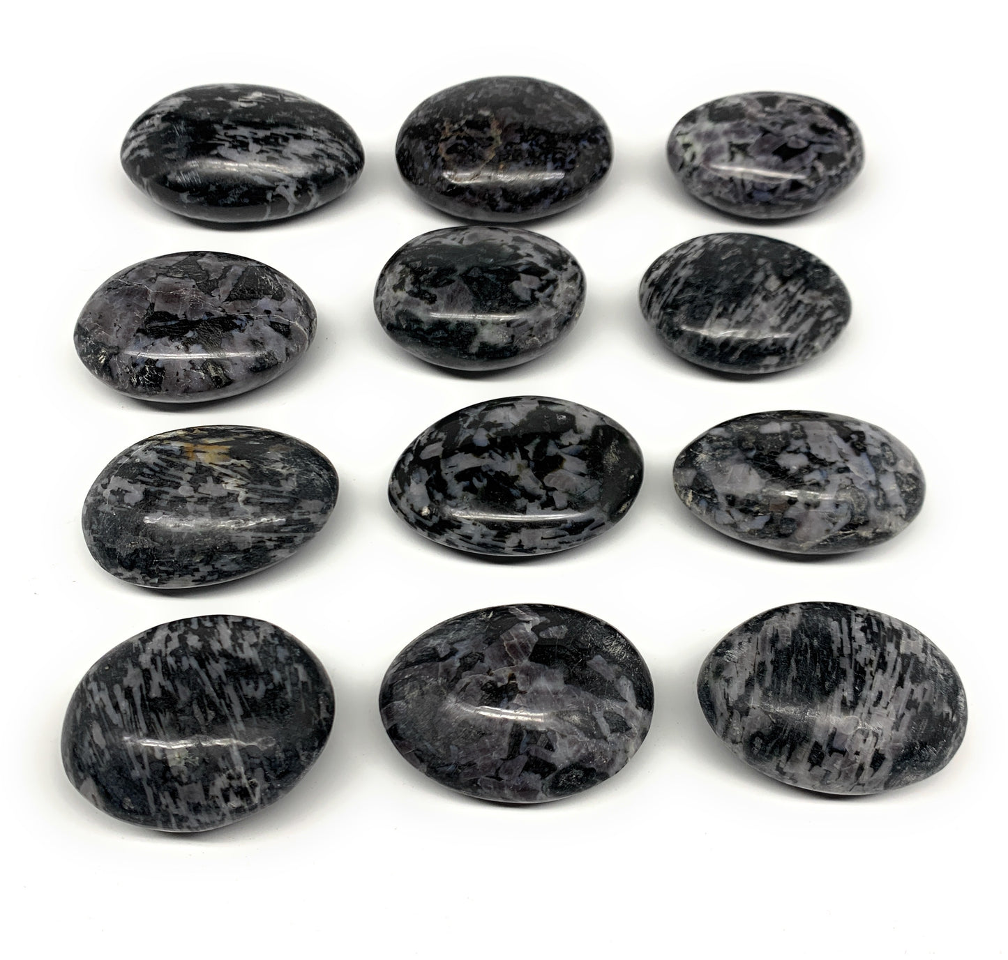 2.2 Lbs, 2"-2.6", 12pcs, Indigo Gabro Merlinite Palm-Stone Polished, B27245