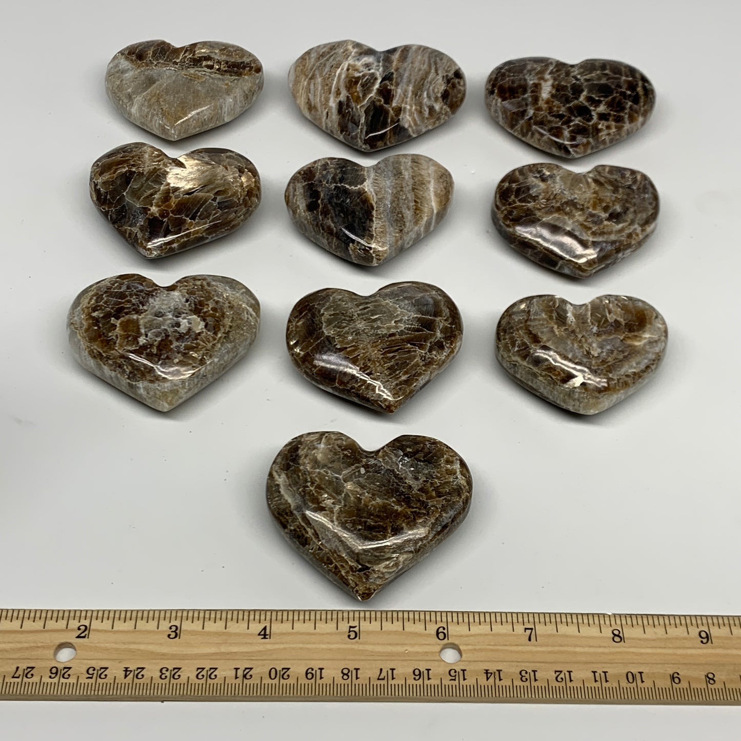 893g 1.5 lbs) ,10 pcs, 2"- 2.2", Gray Onxy Hearts from Morocco, B27249