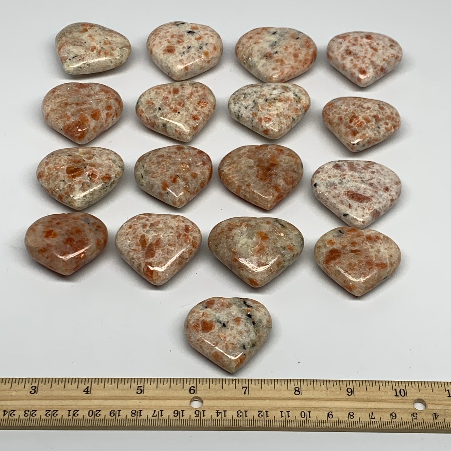 1000g (2.2 lbs) ,17 pcs, 1.6"- 2", Sunstone Hearts from India, B28001