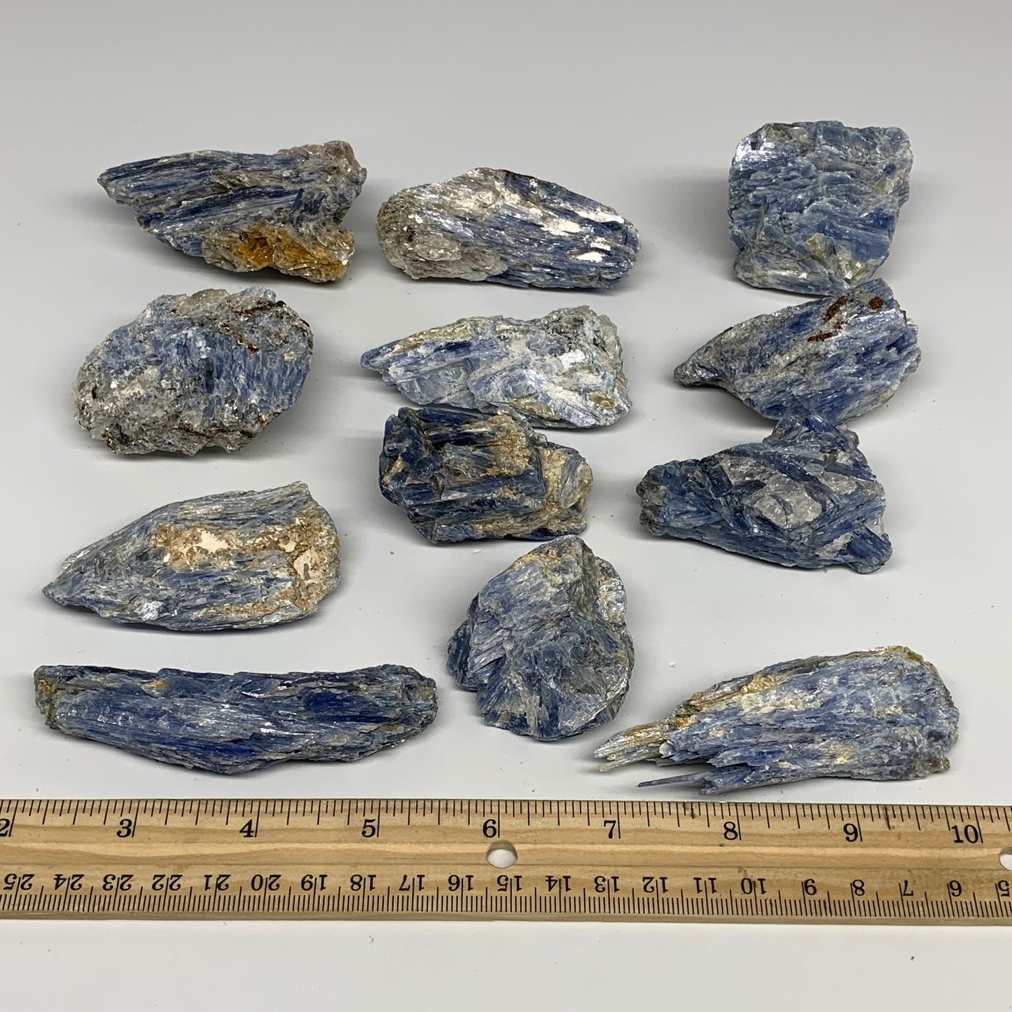 2.2 lbs, 1.7"-3.5", 12pcs, Rough Raw Blue Kyanite Crystal Minerals Specimens,B28