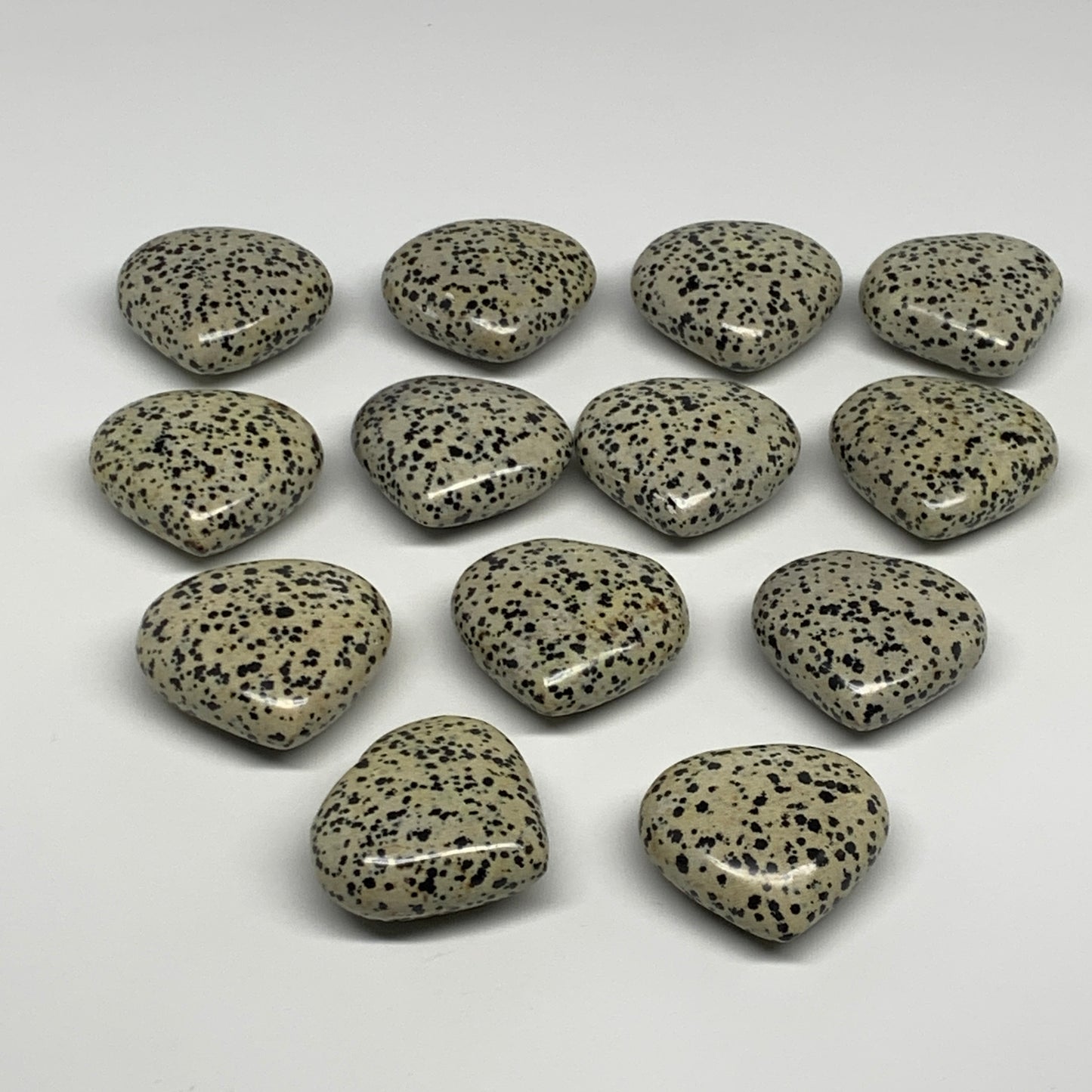 2.2 lbs (1000 Grams),1.9"-2", 13pcs, Dalmatian Jasper Heart Gemstone, B29563