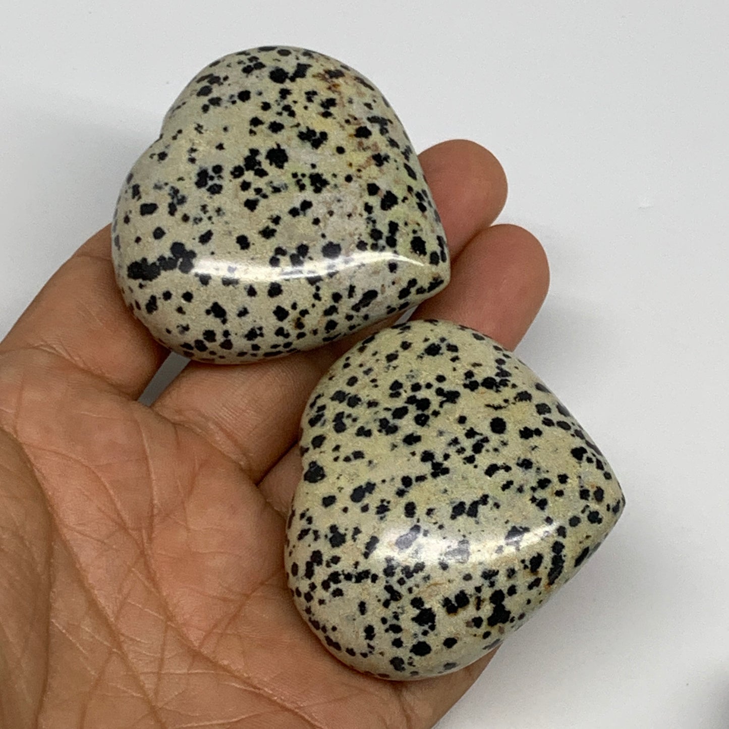 2.2 lbs (1000 Grams),1.9"-2", 13pcs, Dalmatian Jasper Heart Gemstone, B29563