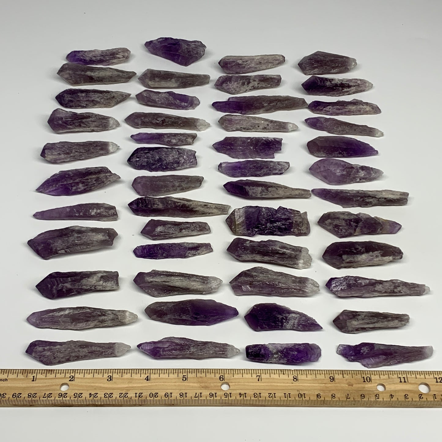 2.2 lbs, 2.1"-3.6", 47pcs, Rough Raw Amethyst Crystal Minerals Specimens, B27406