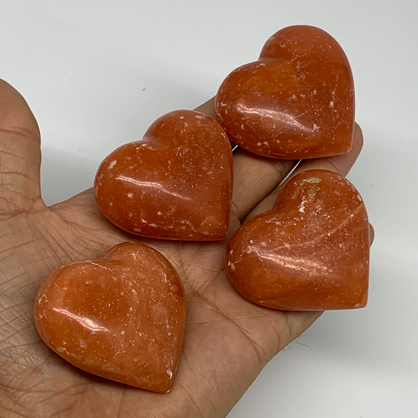 920g (2.02 lbs) ,14 pcs, 1.7"- 2", Orange Calcite Hearts @Madagascar, B33844