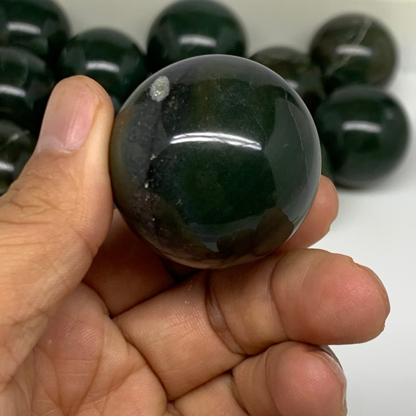 2.2 lbs, 1.4" - 1.6", 14pcs, Natural Zade Stone Spheres, B27288